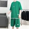 Men's Tracksuits 2023 Summer Solid Shorts Sets Men Casual Two Pieces Short Sleeve T Shirts and Pants Man