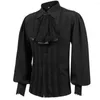 Men's Casual Shirts Men Dress Long Sleeve Vampire Renaissance Steampunk Gothic Ruffled Vintage Medieval Clothing Chemise Male