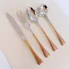 Dinnerware Sets Stainless Steel Fork And Spoon Western /Steak Rose Gold Tableware Gold-Plated For El