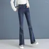 Calça jeans feminina 2023 primavera e outono cintura alta micro flare fina casual