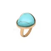 Vintage Gold Plated Heart Turquoises Rings for Women Bohemian Cute Blue Stone Hand Midi Finger Rings Party Jewelry Gift