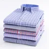 Men's Dress Shirts Mens Striped Plaid Oxford Spinning Casual Long Sleeve Shirt Comfortable Breathable Collar Button Design Slim Male Business Dress 230721