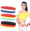 Färgglad rand handduk pannband mjuka bomullssport hårband absorberar svett yogastanband tennis basket svettband gym sport svett band