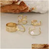 Cluster Rings Vintage Gold Color Geometric Heart Circle Joint Set per le donne Minimalista Metal Knuckle Ring Jewelry 10Pcs / Set Drop Deli Dhp8Y