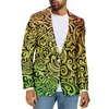 Costumes pour hommes Polynésien Tribal Hawaïen Totem Tatouage Hawaï Imprime Hommes Officewear Veste D'affaires Mode Élégant Slim Loog Manches Costume Manteau