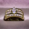 Sparkling Victoria Luxury Jewelry 925 Sterling SilverGold Fill Marquise Cut White Topaz CZ Diamond Gemstones Women Wedding Band R266i