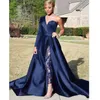 Sexy Royal Blue Split Lace Evening Dresses jumpsuits pantsuit Celebrity African Arabic Dubai Party Prom Dresses Gowns Formal Robe 246I