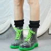 Rain Boots Ankle Platform Galoshes Lace Up Transparenta Waterproof Shoes Motorcykel Jelly Rainboots Fashion Woman 230721