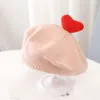 Boinas gorro chapéu quente bebê criança menina inverno gorro de malha amor coração fio de lã Baret