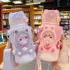 Каллиграфия 550 мл милый термос детская Kawaii бутылка для воды чайник портативный уличный соломенная чашка из нержавеющей стали школьные дети мультяшная девочка