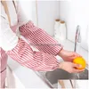 Aprons Kitchen Apron Housework Cleaning Sleeves Add Waterproof Anti-Oil Stripe Housewife Working Drop Delivery Home Garden Textiles Dh8Bz