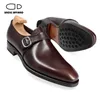 Tío Saviano Single Monk Straps Vestido de bodas Farty Fashion Fashion Fashion Formal Genuine Leather Zapatos para hombres Hechos a mano