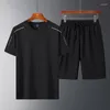 Men's Tracksuits 2 Pack Sport Suits Quick Dry Training Running Pantsuit And T-shirt Set