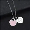 Accessoires de mode Émail Double Coeur Pendentif En Acier Inoxydable Collier FOREVER LOVE Lettre Collier De Mariage Gift327W