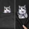 T-shirt Cloocl Maglietta animale Marchio di moda Tasca estiva Adesivi per gatti Maglietta stampata Maglietta da donna Camicie Hip Hop Magliette divertenti in cotone