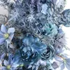 Decoratieve Bloemen Blauw Kunstmatige Boog Runner Rij Zijde Roos Bruiloft Thuis Buiten Podium Op Hal Decoratie Bloem Muur TONGFENG