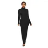 Casual Dresses YMING Women Dress Maxi Long Sleeve Turtleneck Evening Party Sexy Club Bodycon Lady Vestidos