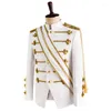 Costumes pour hommes Blanc Sequin Agrémenté Militaire Blazer Veste Hommes Gothique Steampunk Costume De Smoking Costume Homme