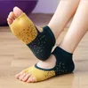 Färgglad Jacquard Peep Toe Yoga Pilates Socks Women Cotton Backless Silicone Anti-slip Open Toes Half-Fingers Gym Fitness Ballet Sport Sox Sock Slippers