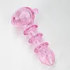 New Style Pink Pyrex Thick Glass Pipes Handmade Portable Anti Slip Joint Handle Filter Dry Herb Tobacco Spoon Bowl Smoking Bong Holder Innovative Waterpipe Hand Tube