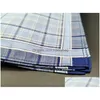 Handkerchief Man Towels 100% Cotton Vintage Plaid Stripe Men Business Casual Pocket Squares Napkins Towel Drop Delivery Home Garden T Dhqm7