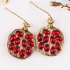 Dangle Lustre Vintage Frais Rouge Pierre Boucle D'oreille Intéressant En Forme De Grenade Or Couleur Boucles D'oreilles Ensemble De Bijoux Pour Les Femmes 268q