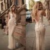 Berta 2019 Guaina Illusion Abiti da sposa Scollatura profonda senza schienale Appliques floreali 3D Perline Abiti da sposa Matrimonio su misura D261x