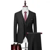 Men's Suits Suit Coat Pants Vest 3 Pcs Set / 2023 Fashion Casual Boutique Business British Style Plaid Trousers Waistcoat