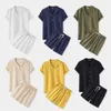 Męskie dresy 2023 Męskie podstawowe bawełniane koszule lniane stałe kolorowe zbiór koszuli krótkie sznurki sznurki