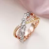 Wedding Rings Luxury Cross Cubic Zirconia Copper Criss Bands X Shape Stackable Eternity Ring Fashion Jewelry For Women Gifts