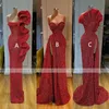 Sparkly Sequin Red Long Evening Dresses 2020 Mermaid Sleeveless Sexy High Side Slit African Black Girls Formal Party Prom Gown299p