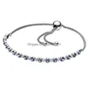 Charm Armband Original Moments Blue and Clear Sparkle Slider Armband Bangle Fit Women 925 Sterling Sier Bead Fashion Smycken Drop DH0V6