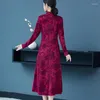 Sukienki swobodne damska sukienka cheongsam jesienna zima elegancka żakard wiosenna kobieta z długim rękawem vestidos 5xl