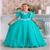 Chasseur Mousseline De Soie Perlée Fleur Gilr Robes Arcs Dentelle Vintage Petite Fille Robes De Mariée Belle Enfant Pageant Robes Robes FL01315R