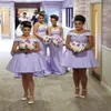 Lavendel brudtärna klänningar knä längd golvlängd Sommarträdgård landsbygd bröllopsfest piga av hedersklänningar plus storlek anpassad 301A