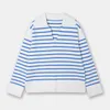 Women's Sweaters 2023 Spring And Summer Women Sweater Long-sleeved Navy Style Striped V-neck Pullover