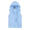 Men's Jackets Men's Sleeveless Hooded Jacket Zipper Control White Blue Grey This Coat Is Perfect for Spring Summer Fall 5xl 230721
