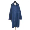 Trench da donna 2023 Moda Capispalla con cappuccio dritto allentato Donna Lungo Maxi Plus Size S-XL Cappotto autunno primavera denim blu