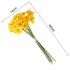 Decorative Flowers 6Pcs Artificial Flower Eco-friendly Simulation Anti-fade Fabric Narcissus Bouquet For Home