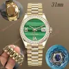 Deluxe Woman Watch 31 mm mechaniczne automatyczne diamentowe ramy Prezydenci Bransoletka Zielona twarz w paski Montre de Luxe 2813 Steel Waterp237h