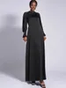 Etniska kläder eid muslimska kvinnor satin solid klänning abaya fest långärmad klänningar dubai arabiska kalkon ramadan abayas caftan kaftan elegant 230721