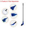 5 en 1 Outils de nettoyage d'aquarium Aquarium Tank Clean Set Fish Net Gravier Râteau Algues Grattoir Fourche Éponge Brosse Nettoyant Pour Verre C10072506