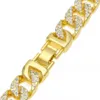 Catene Rapper Hip Hop Ghiacciato con strass pavimentato 15MM Miami Curb Catena a maglia cubana Nastro d'oro Collane per uomo Donna Set di gioielli C290Q