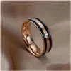 Band Rings Fashion Simple Design Titanium Steel Mens Ring Oil Drip Lover Couple Gold Wedding For Women Drop Delivery Jewelry Dhfrk