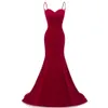 Красная сексуальная русалка длинные вечерние платья спагетти рукавицы кружев