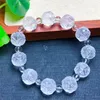 Strand Natural Clear Quartz Lotus Armband Charm Crystal Mode Vrouwen en Mannen Yoga Healing Sieraden Gift 13mm