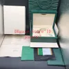 Caixa de relógio de qualidade verde escuro caixa de presente para relógios RRR livreto etiquetas de cartão e papéis em inglês caixas de relógios suíços de alta qualidade 192e