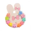 Hair Accessories 10PCS Set Solid Color Plastic Bow Crown Carrot Small Clips For Girl Children Cute Kawaii Tiny Grab Summer