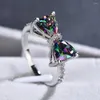 Hochzeit Ringe Persönlichkeit Muti-farbige CZ Schleife Für Frauen Phantasie Braut Zeremonie Party Finger-ring Schönes Geschenk Mode schmuck