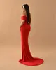 Elegant Red Prom Dresses Off Shoulder Sheath Evening Dress Pleats Slit Formal Long Special Occasion Party dress